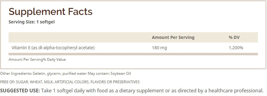 Vitamina E 180 mg – 90 cápsulas – Windmill