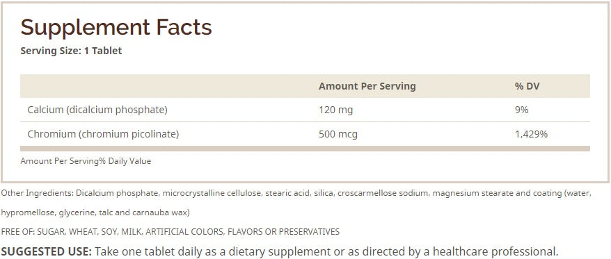 CHROMIUM PICOLINATE 500 MCG 60 TABS WINDMILL