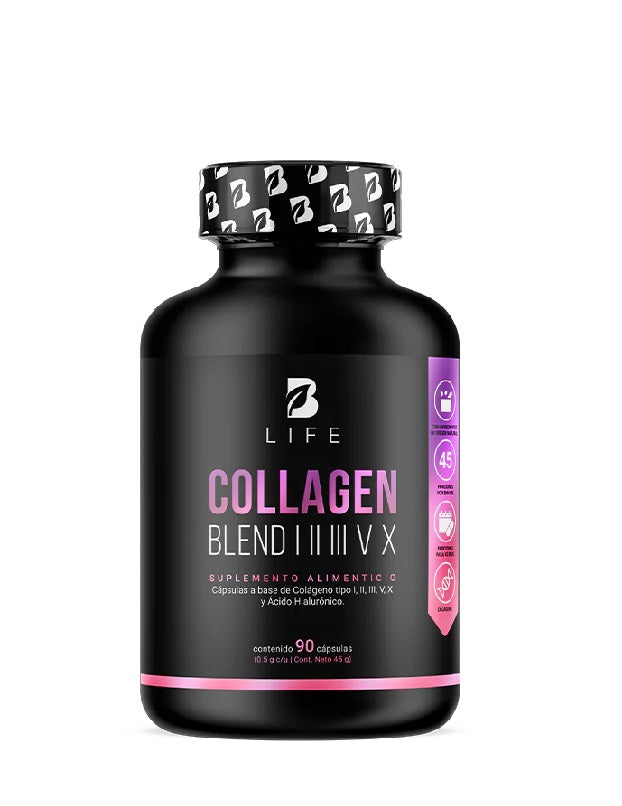 COLLAGEN BLEND I II III V X | Colágeno Hidrolizado Tipo I, II, III, V y X 90 CAPS B LIFE