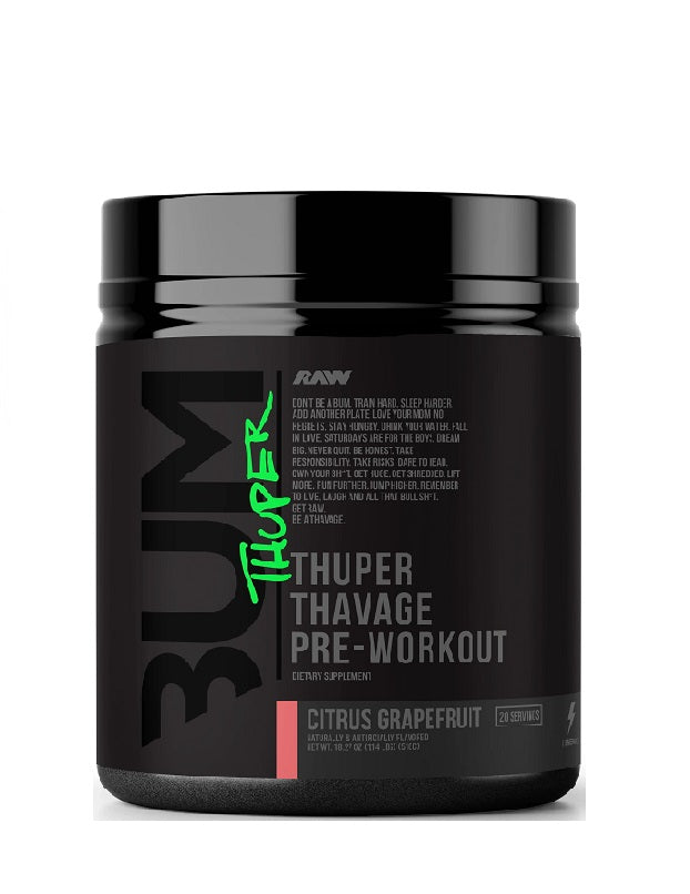 CBUM Thuper Thavage Pre-Workout 20 servicios RAW edición especial suplemento