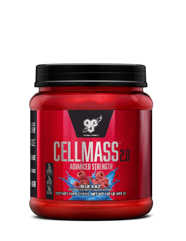 CellMass BSN 1.06 lbs suplemento post-entreno con creatina y glutamina para recuperación y fuerza muscular