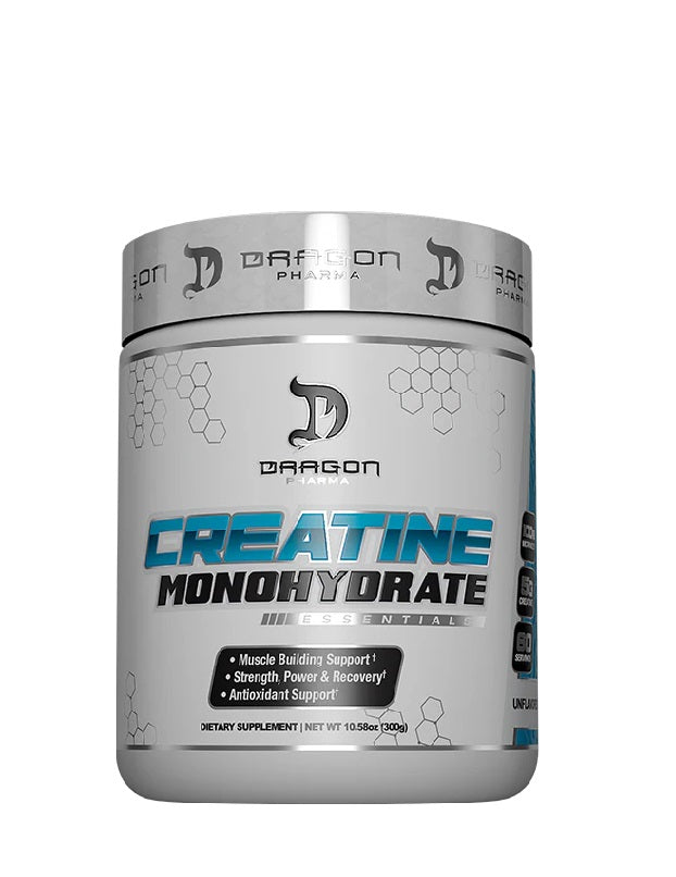 Creatine Monohydrate Dragon Pharma 300 gr creatina pura para fuerza, volumen y recuperación muscular