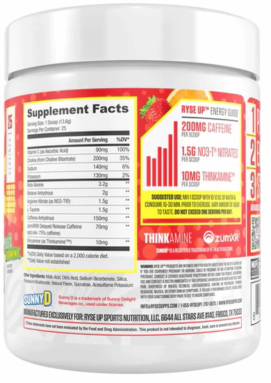 RYSE PRE-WORKOUT ELEMENTS SUNNY D 25 SERV. RYSE