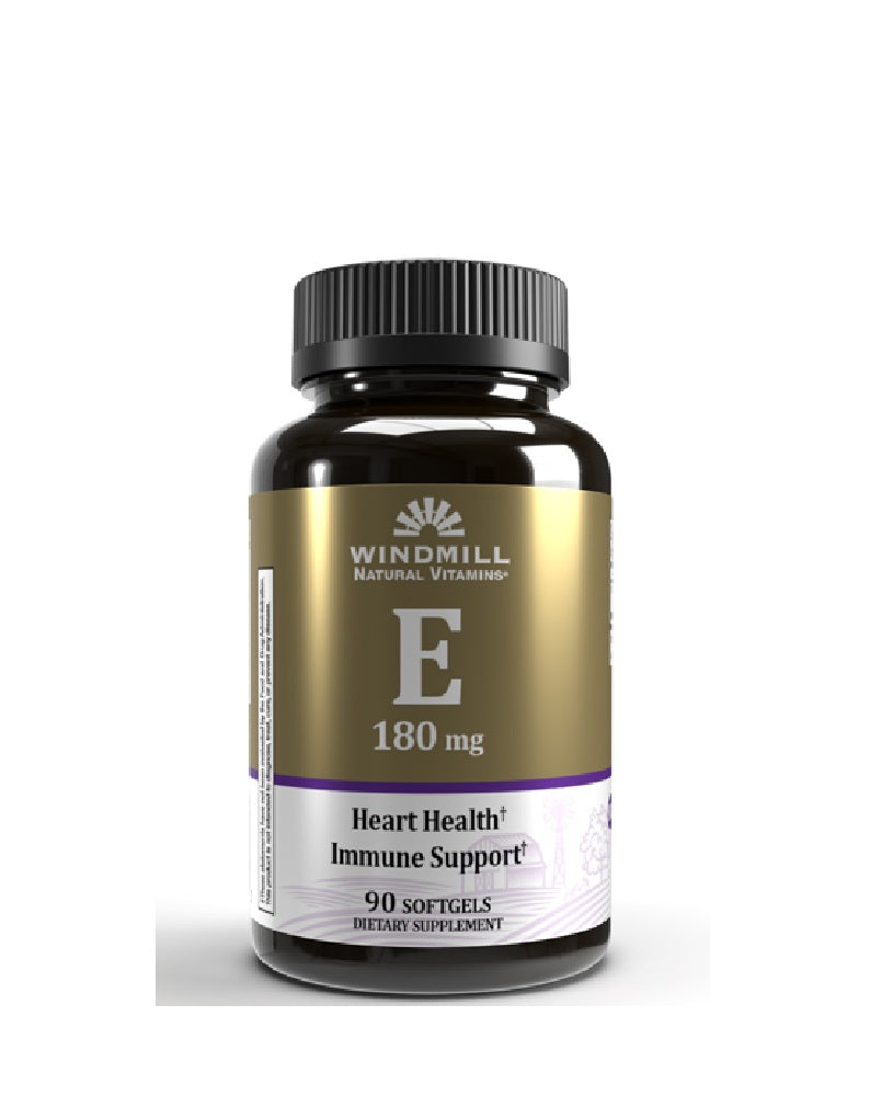 Vitamina E 180 mg Windmill cápsulas antioxidante para salud celular, piel e inmunidad