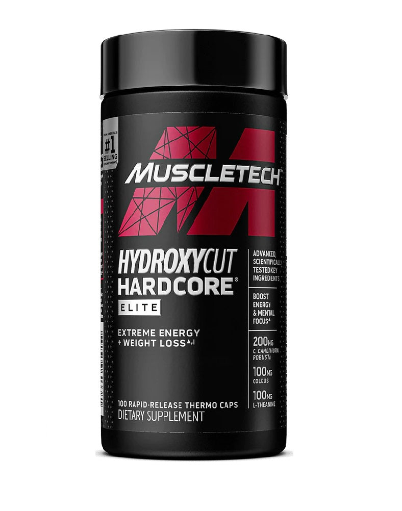 Hydroxycut Hardcore Elite MuscleTech 100 cápsulas termogénico potente para quema de grasa y energía