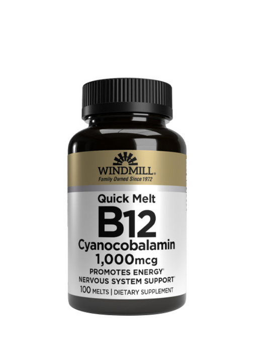 Vitamina B-12 1000 mcg de Windmill. Apoya energía y salud nerviosa. Encuéntrala en Suplementos Body Fitness Shop con envío a todo México.

