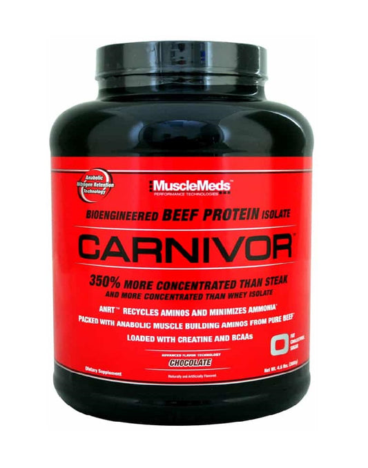 Carnivor 4 lbs MuscleMeds proteína de carne de res sin lactosa con alto contenido proteico

