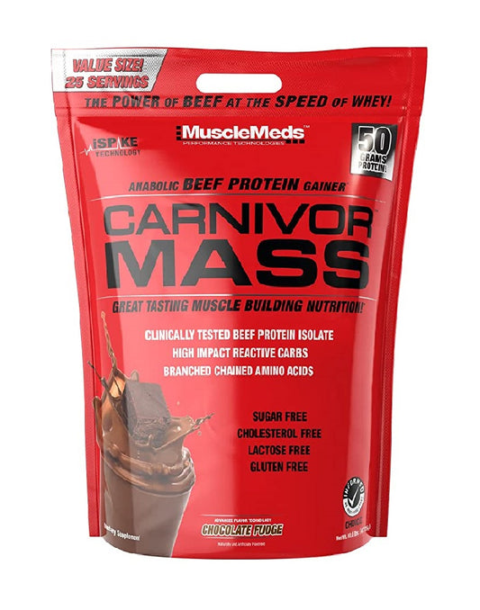 Carnivor Mass 10 lbs MuscleMeds ganador de peso con proteína de carne y carbohidratos avanzados