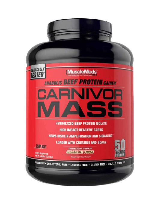Carnivor Mass 6 lbs MuscleMeds ganador de peso limpio con proteína de carne e iSpike