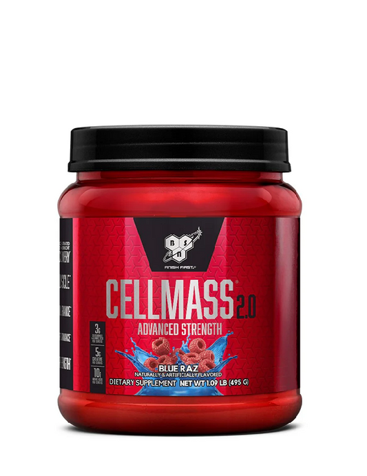 CellMass BSN 1.06 lbs suplemento post-entreno con creatina y glutamina para recuperación y fuerza muscular

