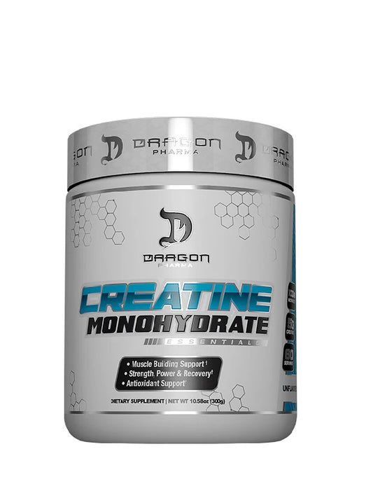 Creatine Monohydrate Dragon Pharma 300 gr creatina pura para fuerza, volumen y recuperación muscular

