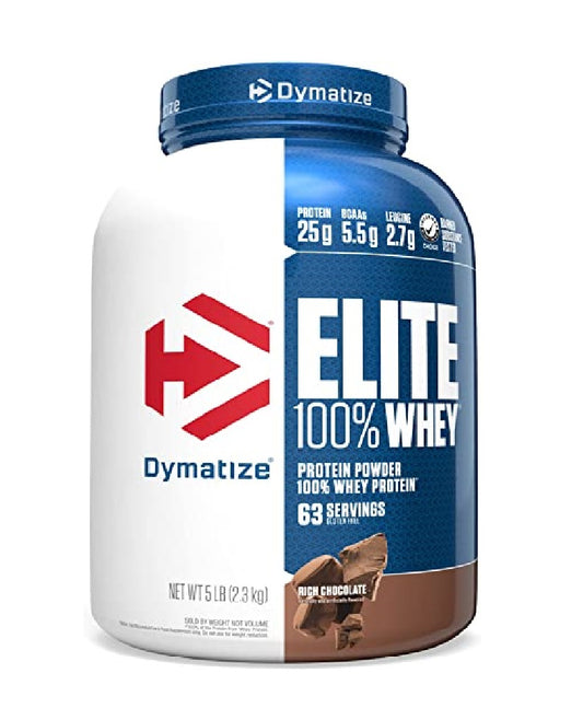 Elite Whey 5 lbs Dymatize proteína de suero para recuperación muscular y desarrollo magro