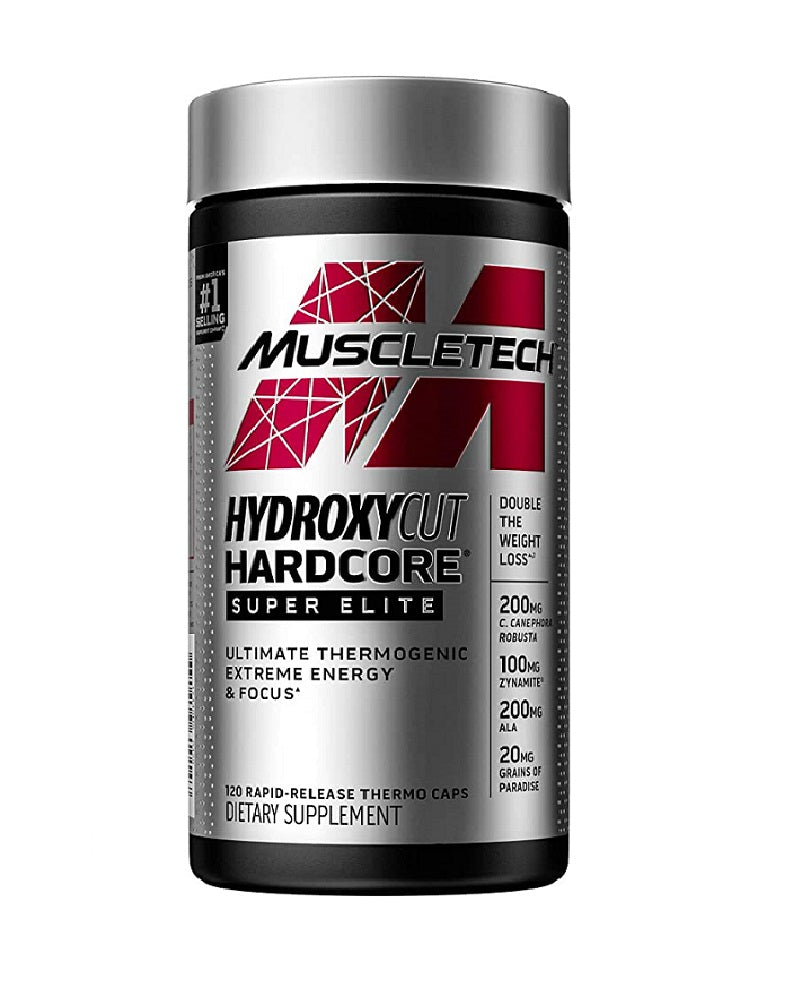 Hydroxycut Hardcore Super Elite MuscleTech 120 cápsulas termogénico avanzado para quema de grasa y enfoque mental