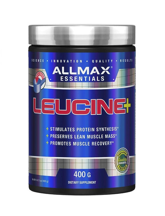 Leucine Allmax 400 g aminoácido puro para síntesis proteica, recuperación y crecimiento muscular

