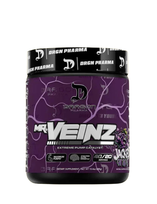 Mr Veinz Stim Free Dragon Pharma pre-workout sin estimulantes para bombeo, vasodilatación y enfoque