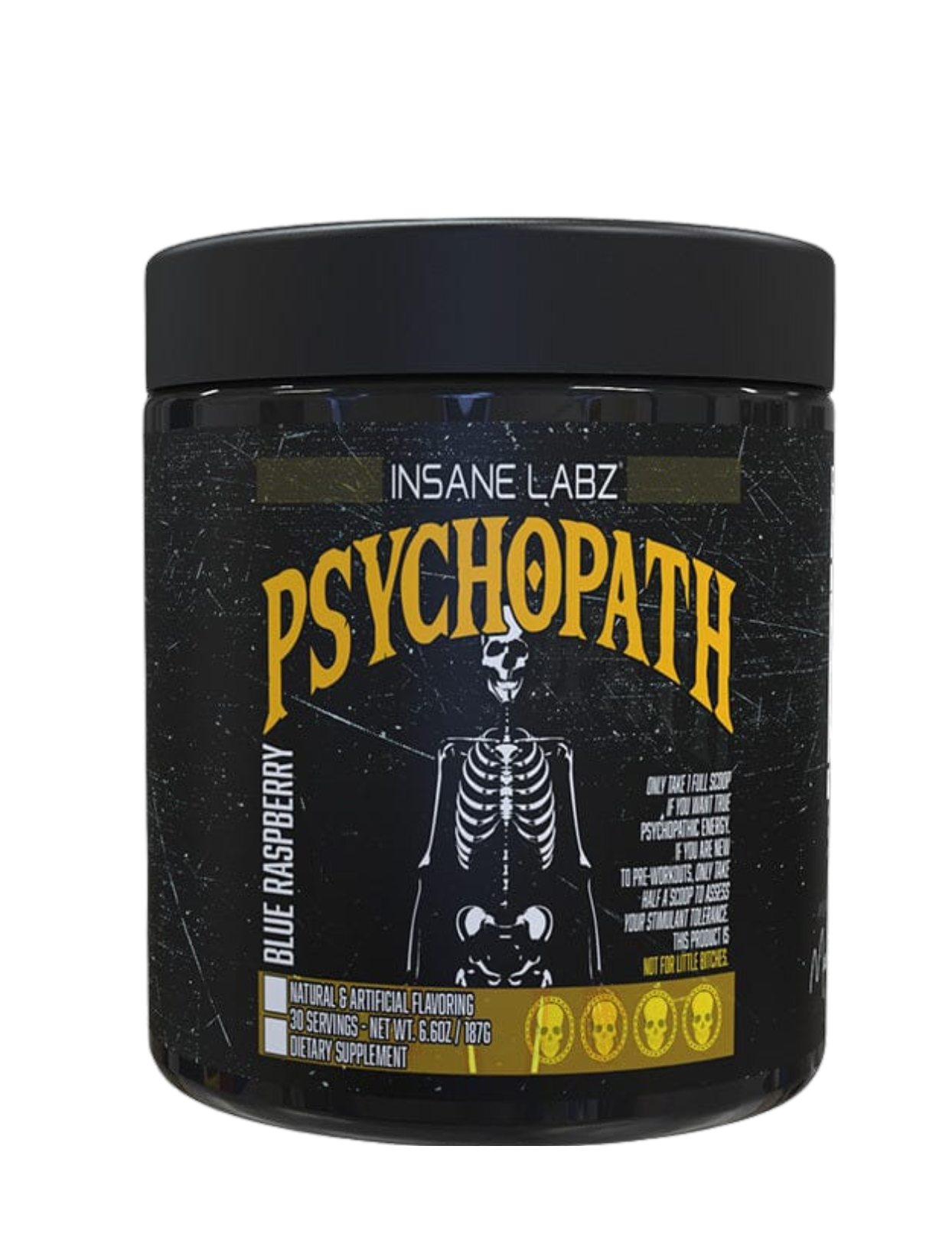 Psychopath Insane Labz 30 servicios pre-entreno con AMPiberry, Panax Ginseng y 350 mg de cafeína para energía y pump.