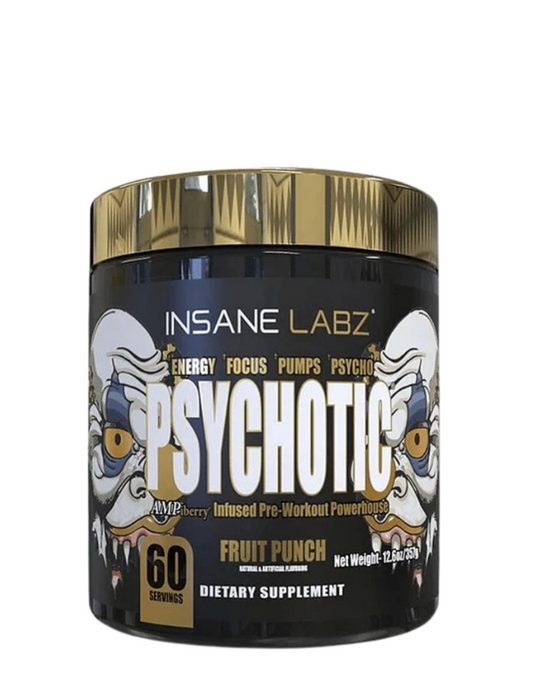 Psychotic Gold Insane Labz 60 servicios pre-entrenamiento energía, fuerza y enfoque extremo